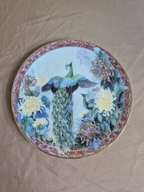 Vintage W.S. George "Serenity" Peacock Collector Plate by Lily Chang 1992